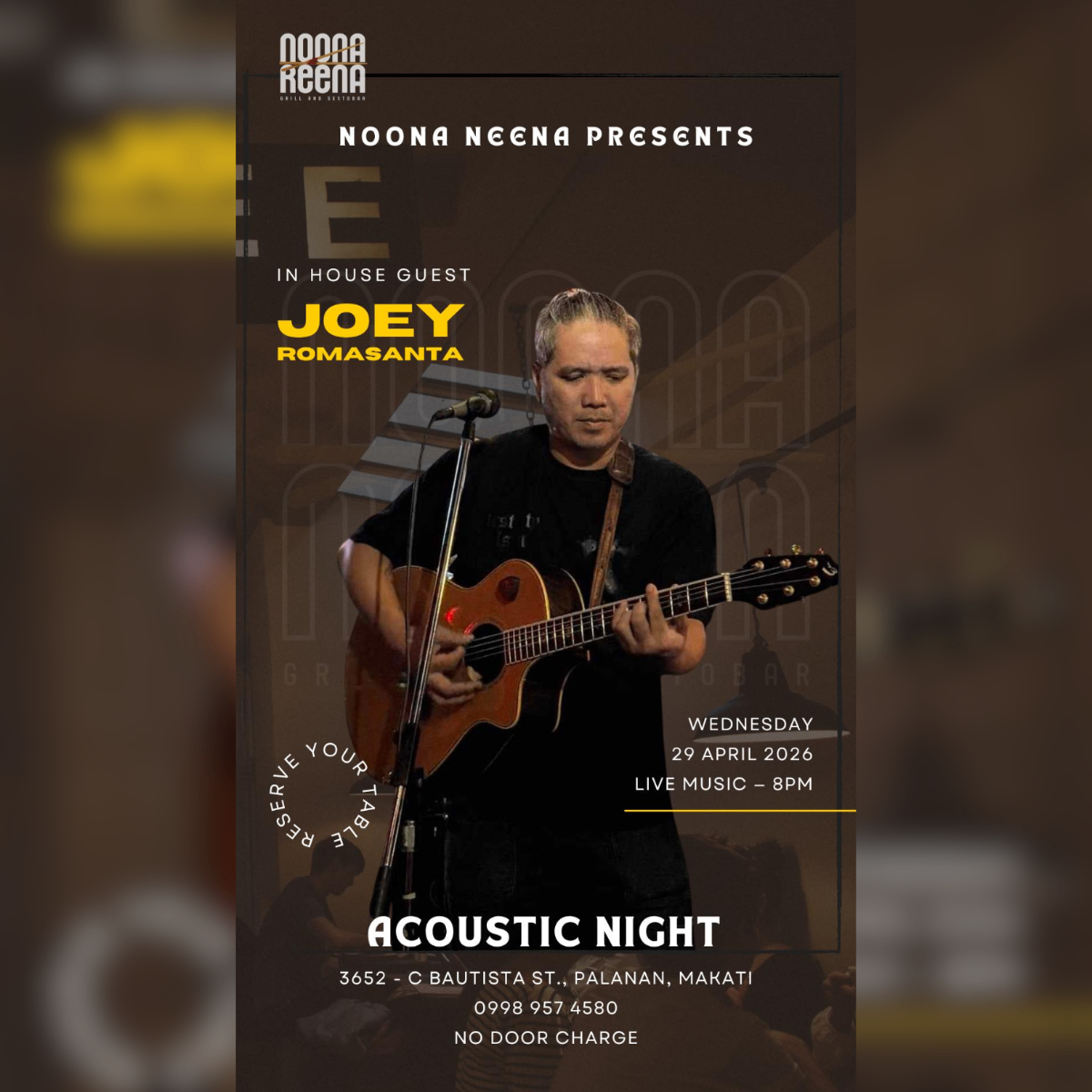 Noona Neena PRESENTS Acoustic Night Joey Romasanta!